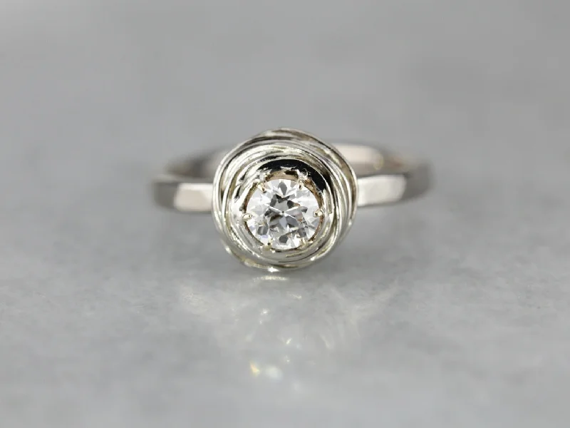 gemstone engagement rings -Modernist Diamond Nest Solitaire Engagement Ring