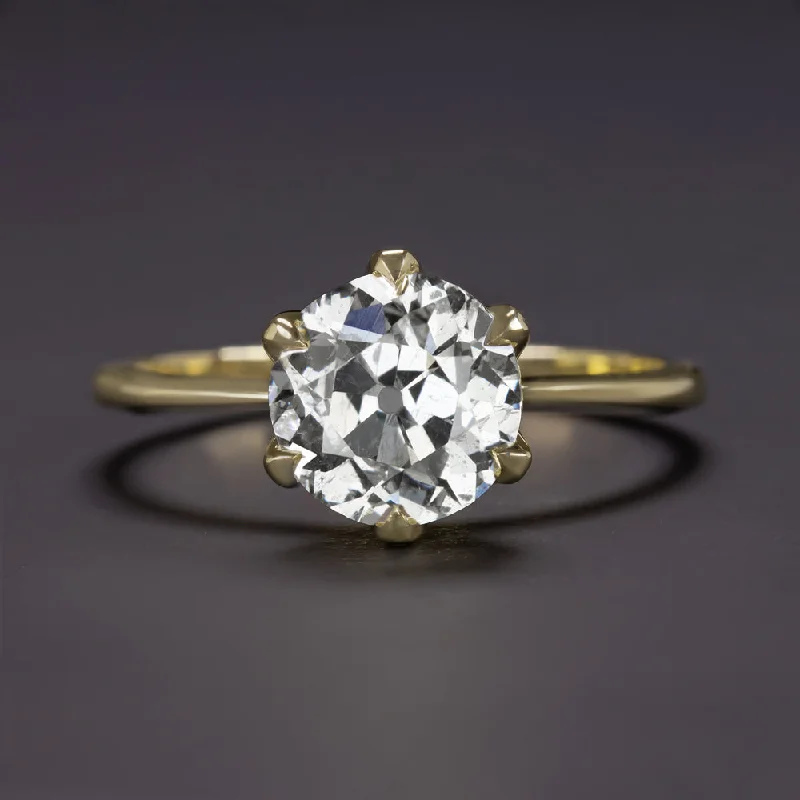 multi-stone engagement rings -1.62ct CERTIFIED F SI OLD EUROPEAN CUT DIAMOND ENGAGEMENT RING GOLD SOLITAIRE