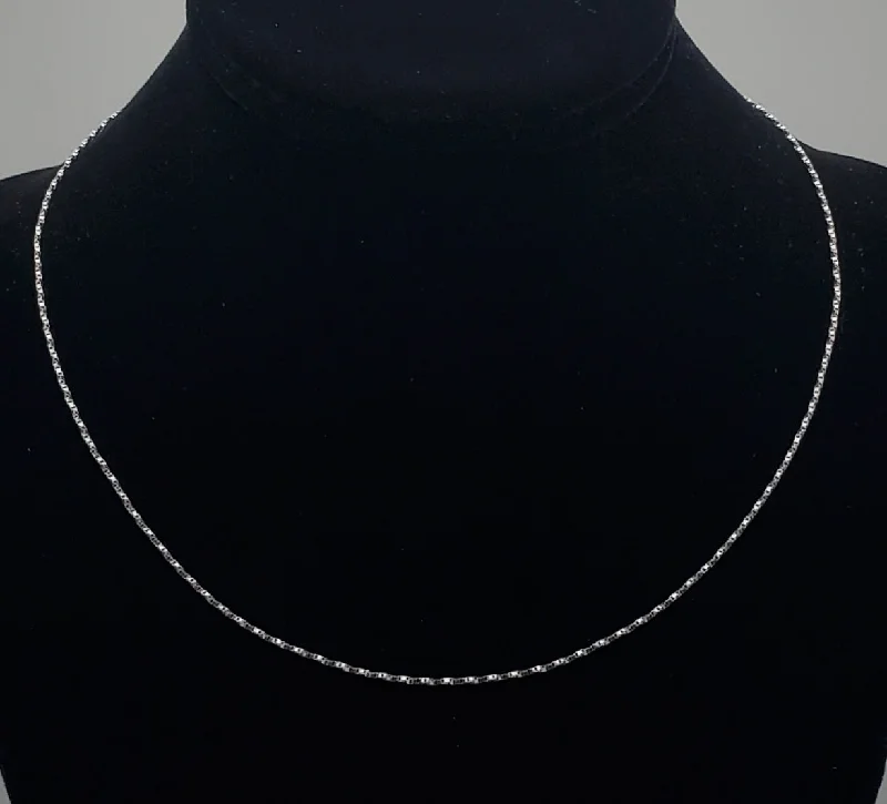 crystal necklaces for women -14k White Gold Italian Twisted Box Link Chain Necklace - 18"