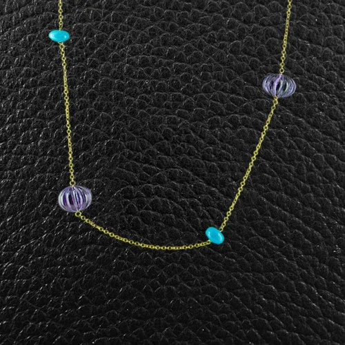 luxury fashion necklaces for women -Amethyst & Turquoise Bead Necklace