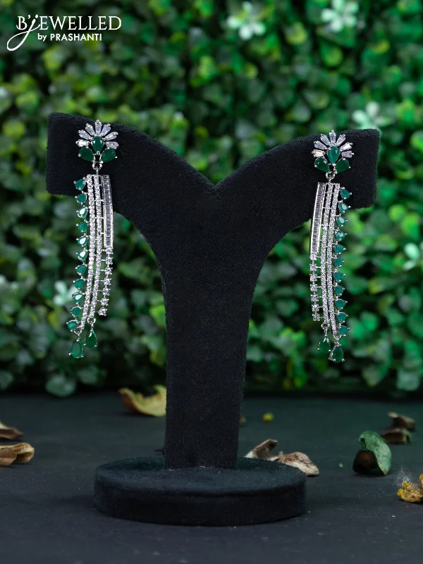 chic earrings for women -Zircon earring with emerald & cz stones and hangings