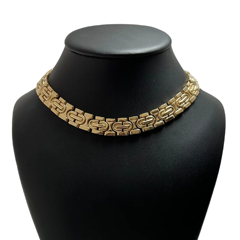 gold pendant necklaces for women -Vintage 14K Gold Fancy Link Choker Necklace