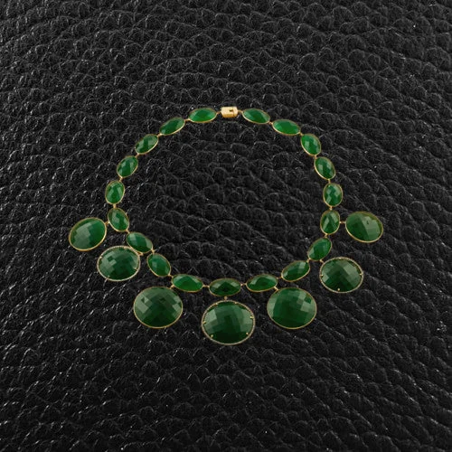 custom necklaces for women -Green Onyx & Diamond Necklace