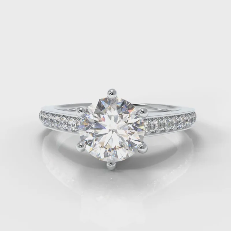 bold engagement rings -Star Pavé Round Brilliant Diamond Engagement Ring