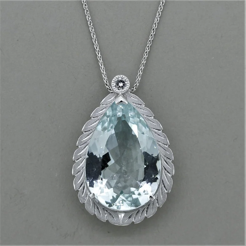 creative design necklaces for women -Aquamarine Diamond Platinum Pendant