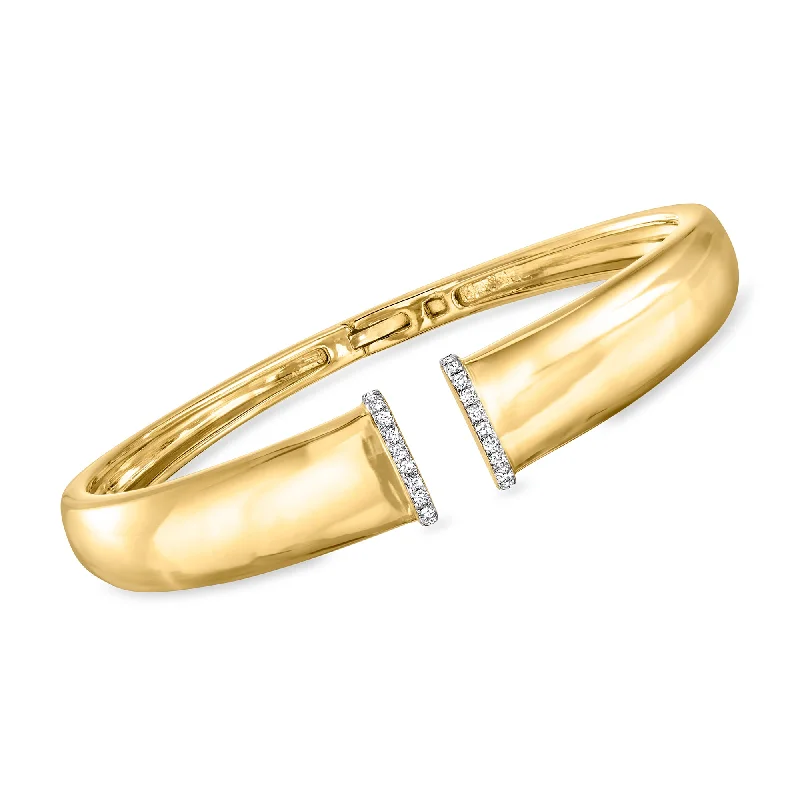 handmade rings for women -Ross-Simons Diamond-Edge Cuff Bracelet in 18kt Gold Over Sterling