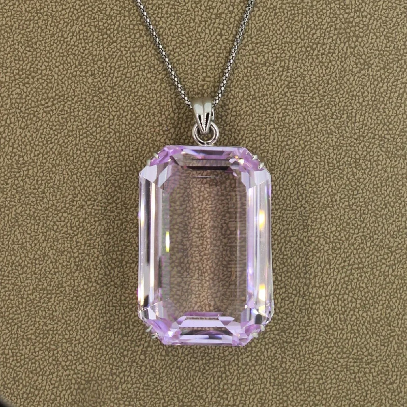 dainty necklaces for women -Massive Kunzite Platinum Pendant Necklace, 312.57ct