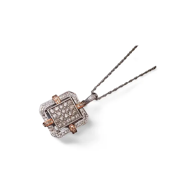 bohemian necklaces for women -Gorgeous 14K Pink Rose White Gold 2-Tone Pave Diamond Pendant Necklace