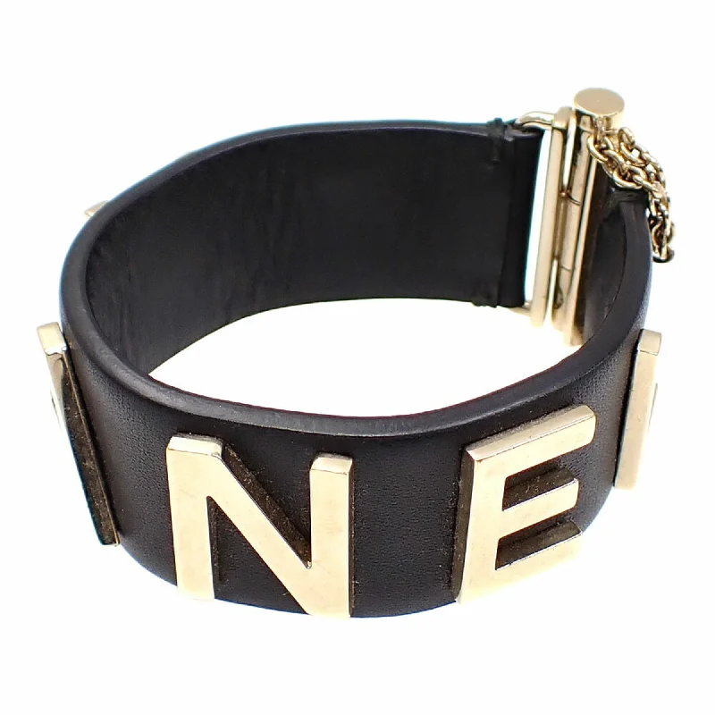 silver bracelets for women -Chanel  Leather Charm Bracelet (Pre-Owned)