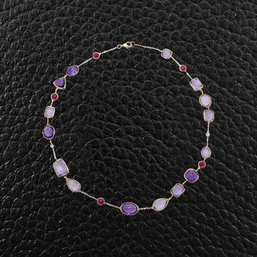 engagement necklaces for women -Amethyst, Ruby & Diamond Necklace