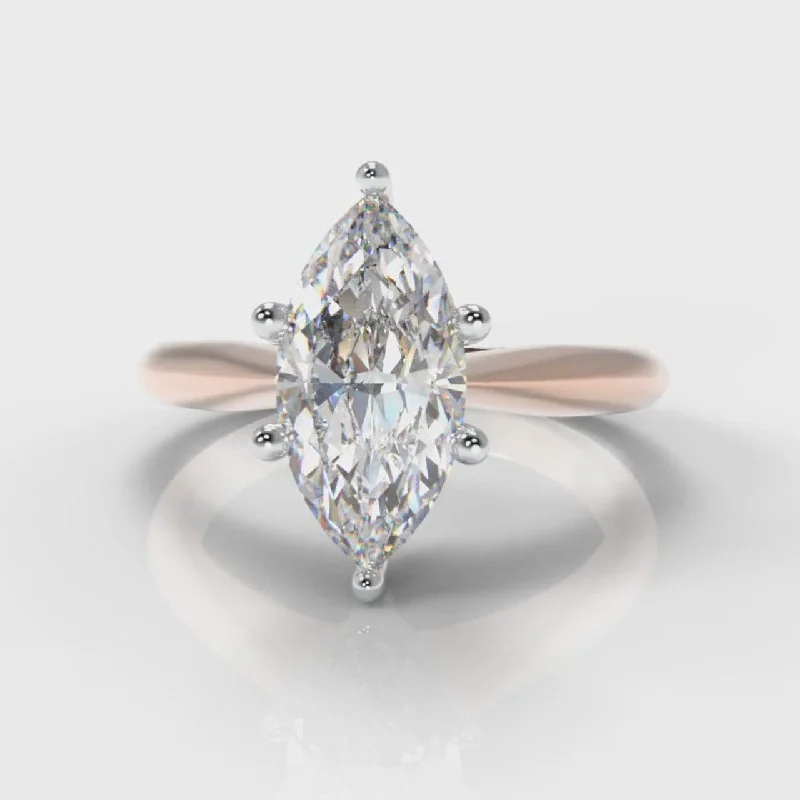 fashion engagement rings -Star Solitaire Marquise Diamond Engagement Ring - Rose Gold