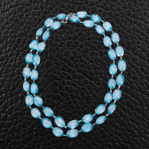 sparkling crystal necklaces for women -Blue Topaz Bead Necklace