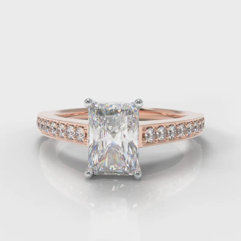 luxury bridal engagement rings -Pavé Radiant Cut Diamond Engagement Ring - Rose Gold