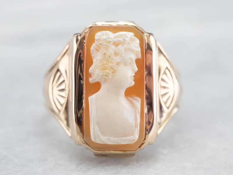 Unisex Gold Retro Era Cameo Ring