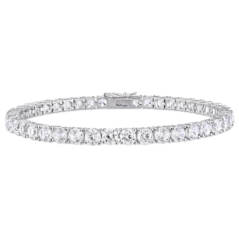 personalized bangle bracelets -Mimi & Max 14 1/4ct TGW Created White Sapphire Bracelet in Sterling Silver