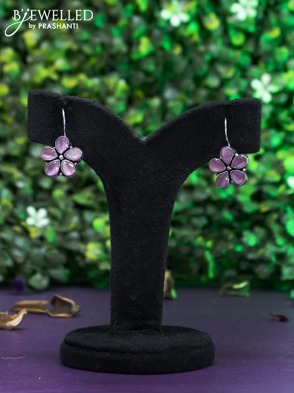 women’s sparkling earrings -Oxidised hanging type earring with baby pink stones