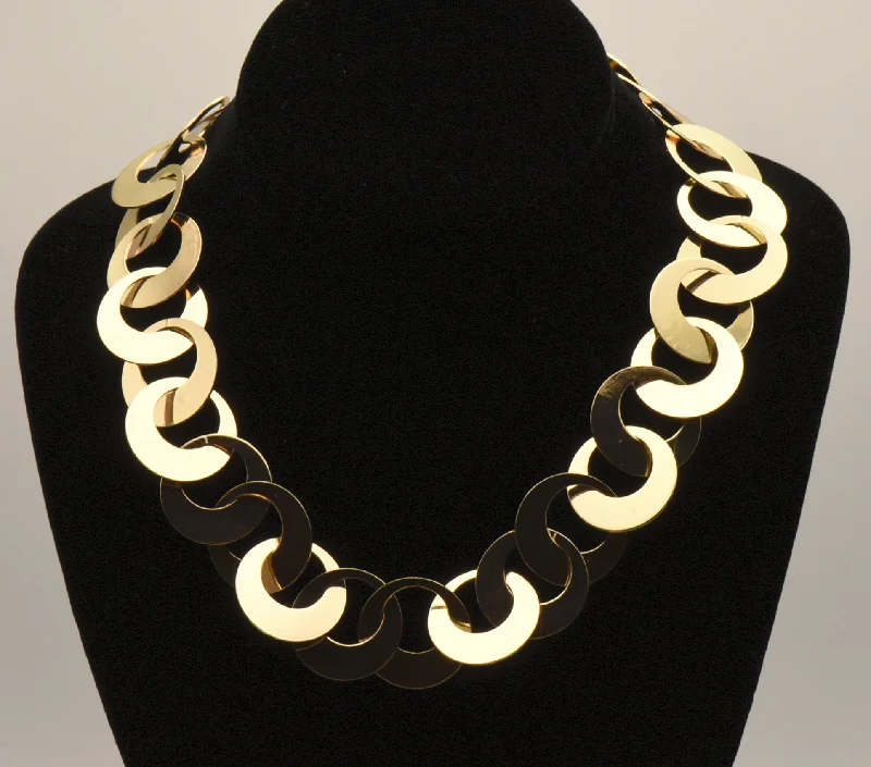 trendy gold necklaces for women -Gold Tone Hoop Link Chain Necklace