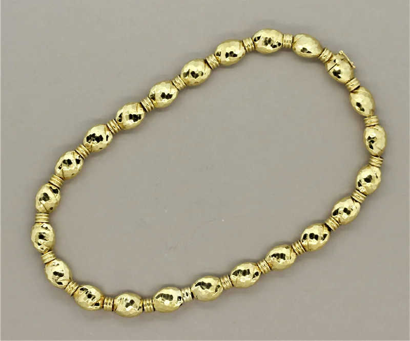 wedding day necklaces for women -Henry Dunay Hammered-Gold Faceted Necklace