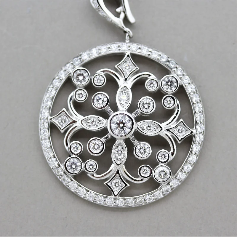 geometric necklaces for women -Diamond Gold Medallion Pendant