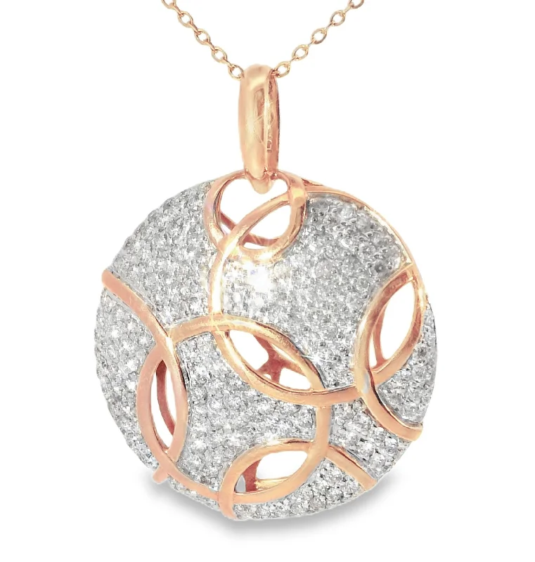 stylish chain necklaces for women -Gorgeous Handmade 14K Pink Rose Gold Paved Diamond Pendant Necklace Slide