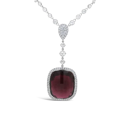 delicate crystal necklaces for women -Rubellite & Diamond Necklace