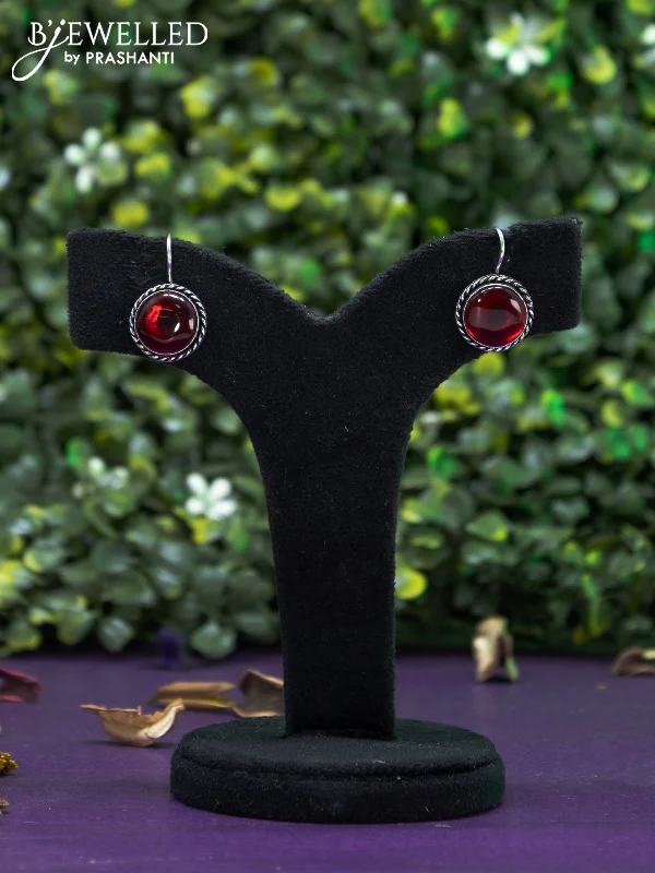 bridal stud earrings for women -Oxidised hanging type earring with maroon stones