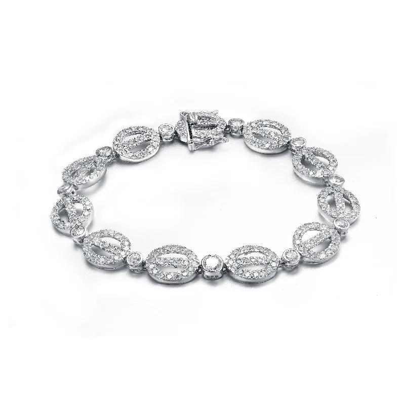 unique engagement rings -GENEVIVE Sterling Silver Cubic Zirconia Scepter Bracelet