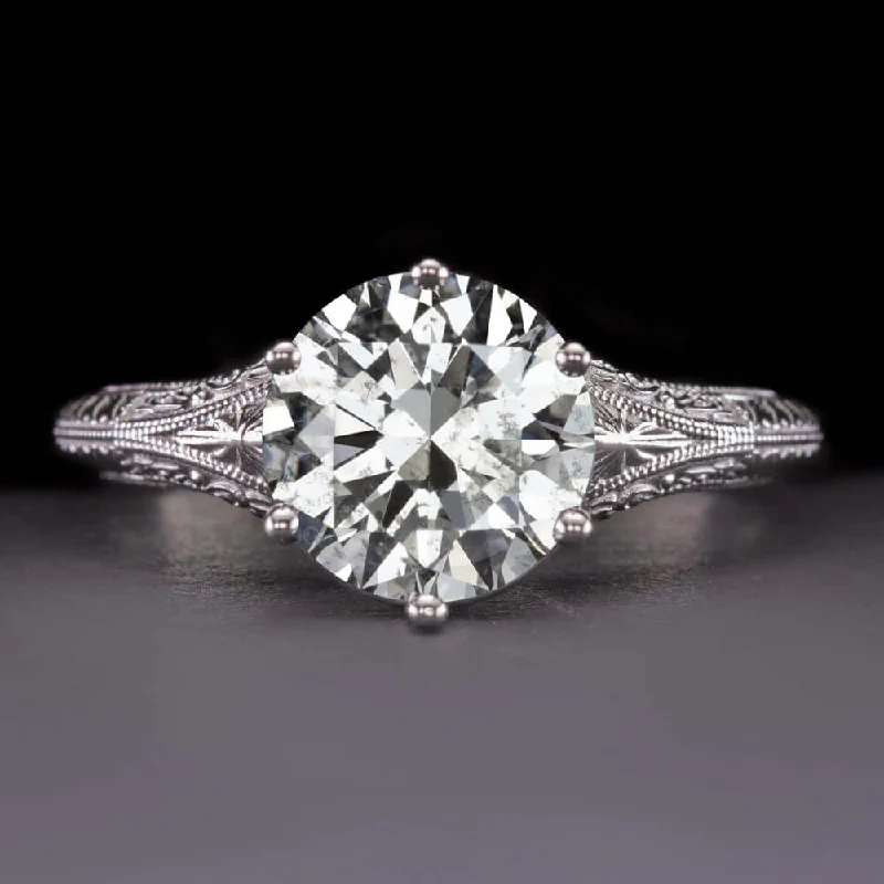 custom vintage engagement rings -2 CARAT GIA CERTIFIED DIAMOND ENGAGEMENT RING VINTAGE STYLE SOLITAIRE ROUND CUT