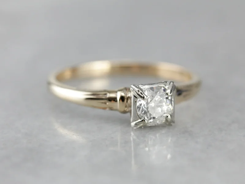 engagement rings for non-traditional brides -European Cut Diamond Engagement Ring