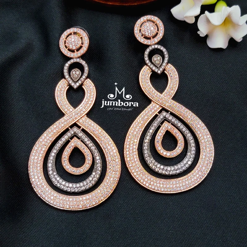 vintage earrings for women -Victorian Rose Gold  AD (Zircon) Statement Earring