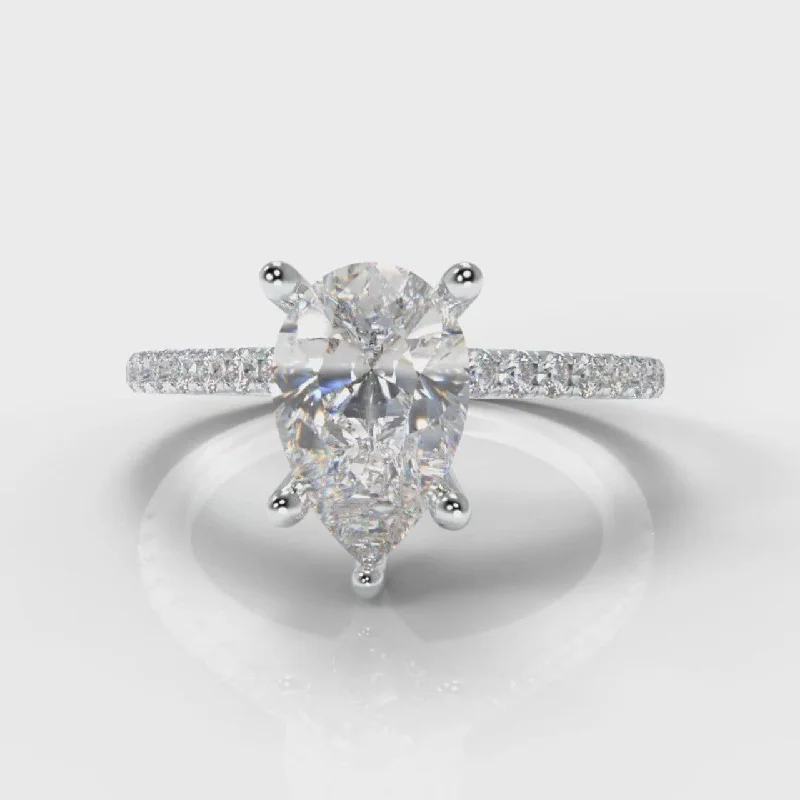 elegant engagement rings -Petite Micropavé Pear Diamond Engagement Ring