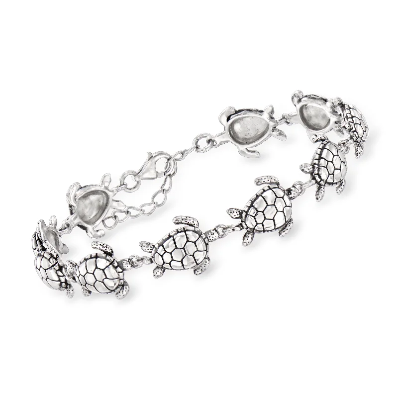 luxury rings for women -Ross-Simons Sterling Silver Sea Turtle Bracelet