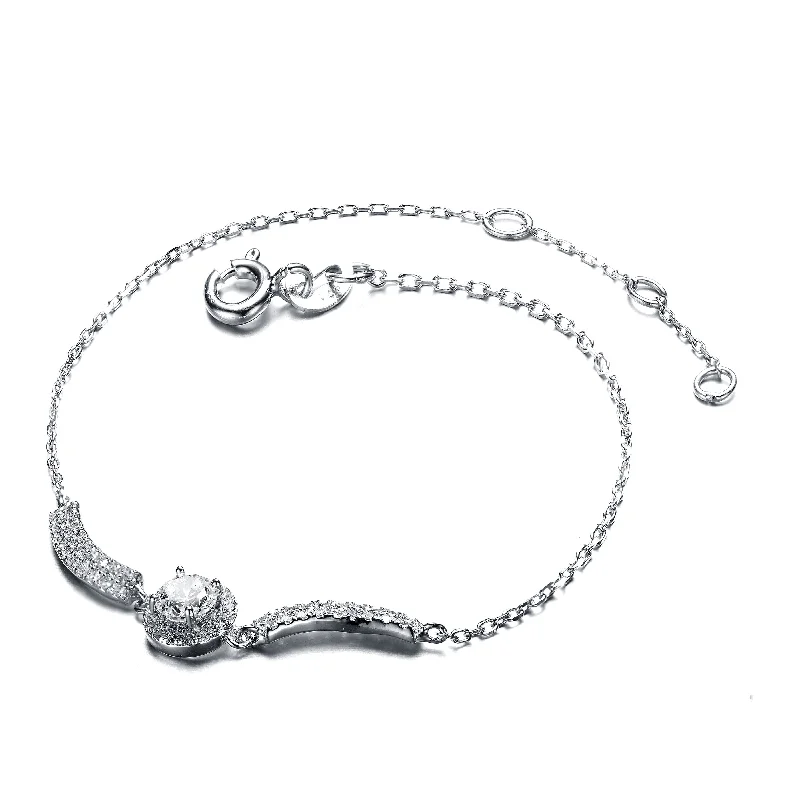 women’s birthstone rings -GENEVIVE Sterling Silver Cubic Zirconia Adjustable Bracelet