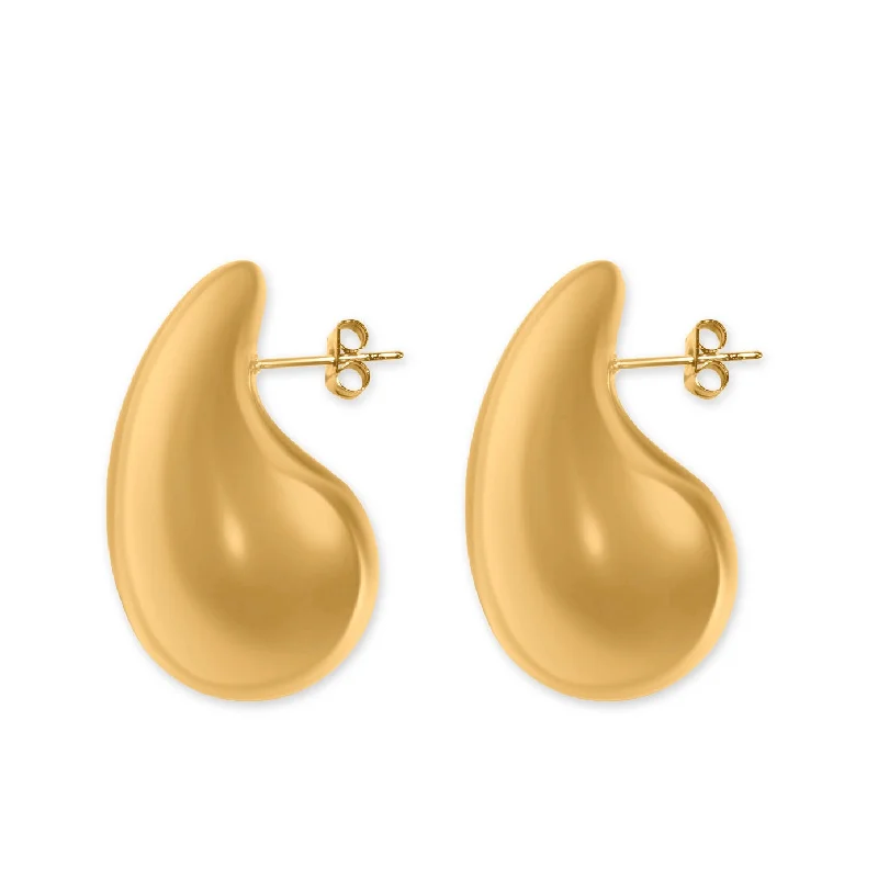 vintage stud earrings for women -Gold Teardrop Studs