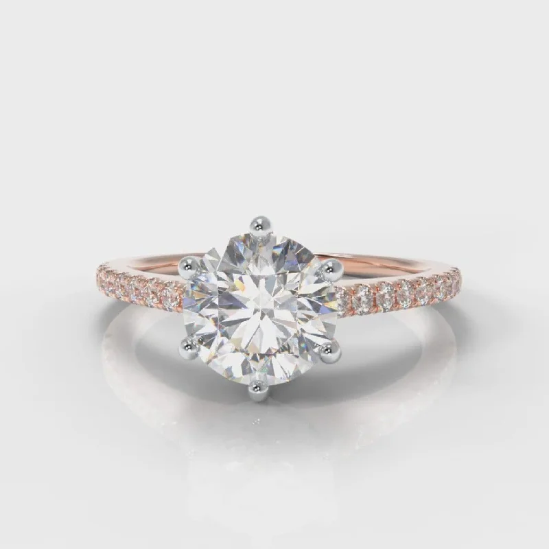 affordable diamond engagement rings -Star Petite Micropavé Round Brilliant Cut Diamond Engagement Ring - Rose Gold