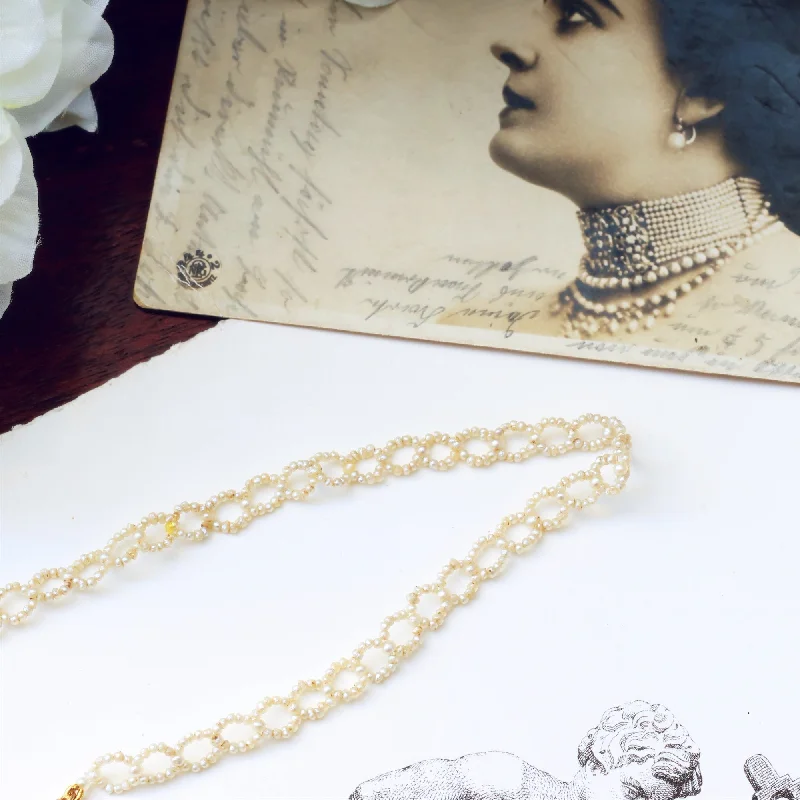 gold necklaces for women -Georgian Natural Seed Pearl Woven Chain Necklace