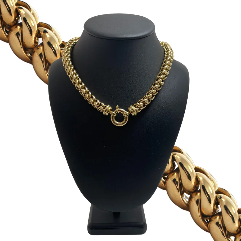 diamond necklaces for women -Estate 18K Gold Rounded Curb Link Necklace