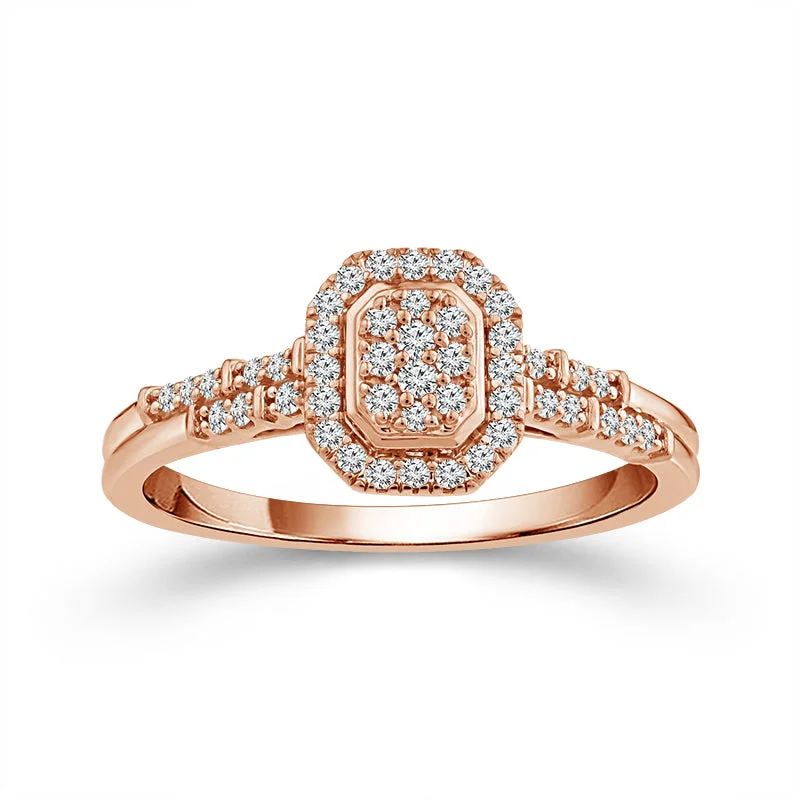 1/5 Ctw Multi Stone Diamond Promise Ring in 10 Karat Rose Gold