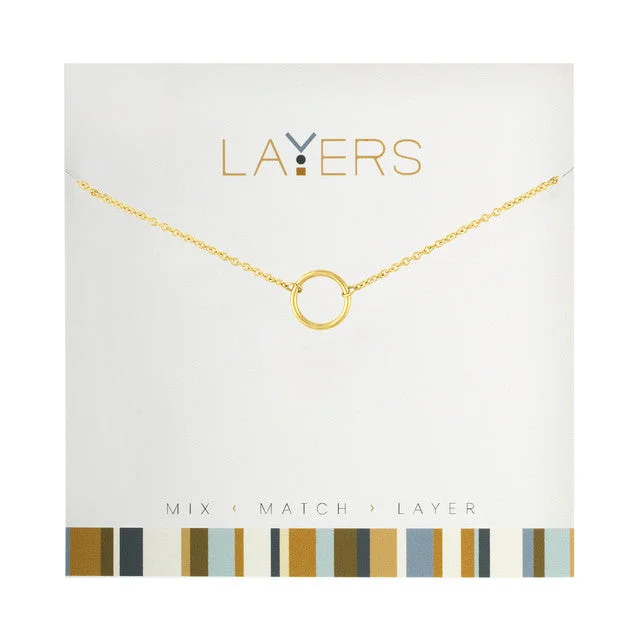 contemporary necklaces for women -Gold Open Circle Layers Necklace