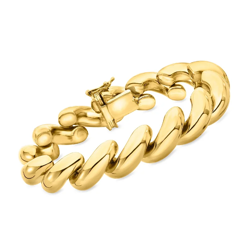 leather bangles for women -Ross-Simons Italian 18kt Gold Over Sterling Large San Marco Bracelet