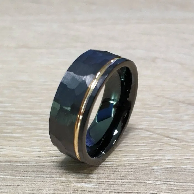 8mm Black Rose Gold Plated Faceted Tungsten Carbide