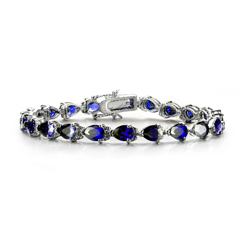 adjustable gold bracelets -GENEVIVE Sterling Silver Sapphire Cubic Zirconia Tennis Bracelet