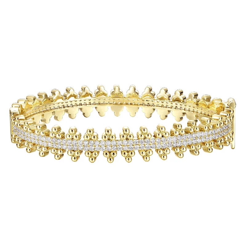 luxury rings for women -Rg 14k Gold Plated with Diamond Cubic Zirconia Beaded Cluster Link Tennis Bracelet