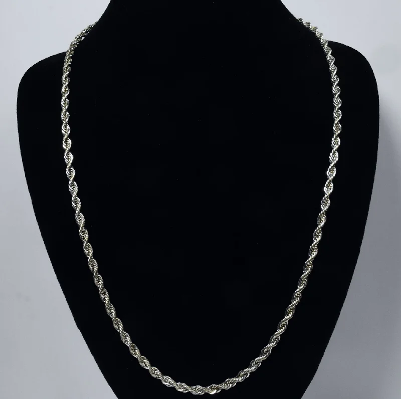 stylish chain necklaces for women -Sterling Silver Twist Rope Link Chain Necklace - 24"