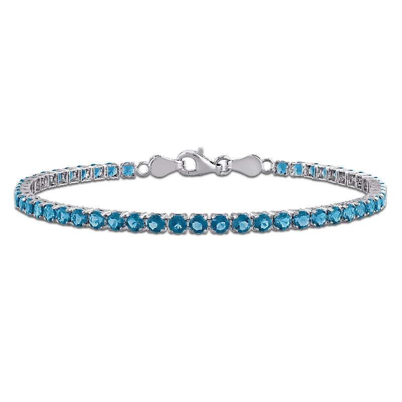 custom bracelet sets for women -Mimi & Max 4 3/5ct TGW London Blue Topaz Tennis Bracelet in Sterling Silver-7.25 in