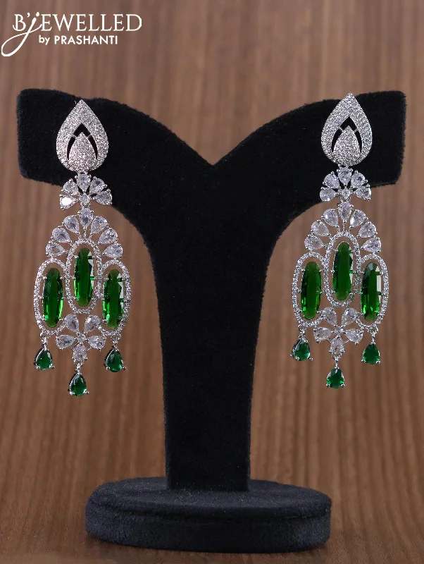 chic earrings for women -Zircon earrings with emerald and cz stones