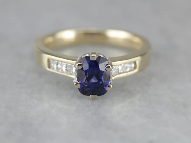 custom sapphire engagement rings -Classic Royal Blue Sapphire Engagement Ring