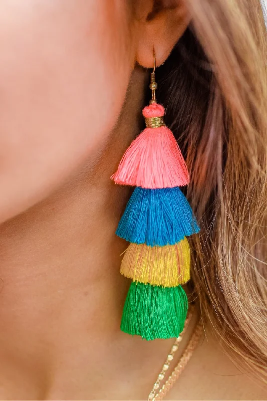 women’s fashion stud earrings -Brunch Bound Tassel Earrings