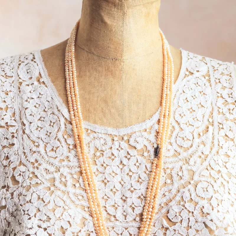 gold chain necklaces for women -Long, Long Lustrous Vintage Freshwater Pearl Necklace