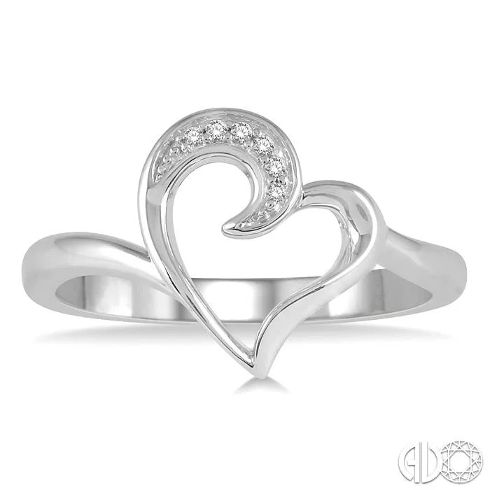 Sterling Silver 1/50 Carat Diamond Heart Ring